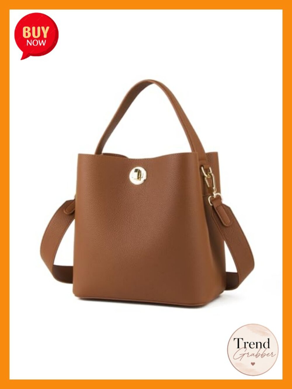 Genuine Leather Bucket Bag, Hand-Stitched Tote with Shoulder Strap, Women's